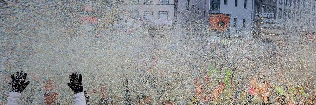 Confetti battle at Granville Carnival