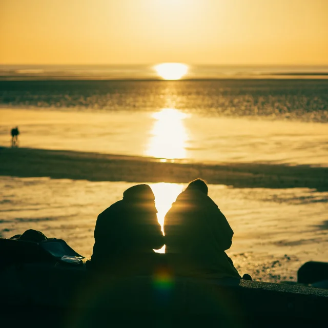 Coucher de soleil sur la plage de Saint-Pair-sur-Mer