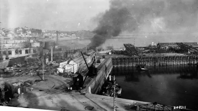 Le port de Granville détruit