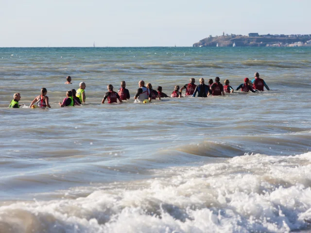 THE BEACHES OF JULLOUVILLE AND CAROLLES IN LATE SUMMER. NORMANDY, FRANCE. AUGUST 2016